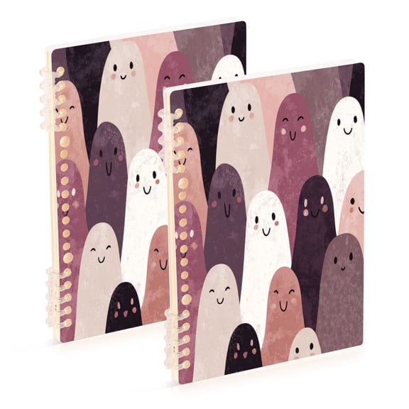 Wirebound Notebook Hardcover Spiral Notebooks Smiling Ghost, 60 Pages, 80 GSM, 5.7 x 8.3in 2PCS