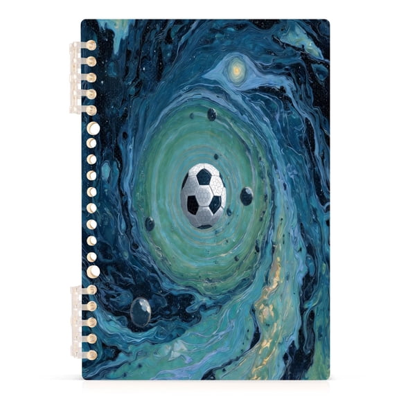 Wirebound Notebook Hardcover Spiral Notebooks Soccer Ball Floating in Space, 60 Pages, 80 GSM, 5.7 x 8.3in