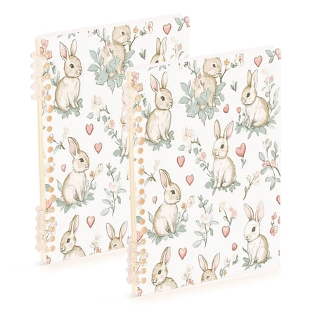 Wirebound Notebook Hardcover Spiral Notebooks Soft Pastel Bunnies, 60 Pages, 80 GSM, 5.7 x 8.3in