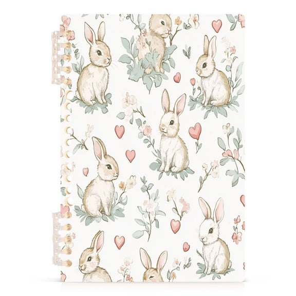 Wirebound Notebook Hardcover Spiral Notebooks Soft Pastel Bunnies, 60 Pages, 80 GSM, 5.7 x 8.3in