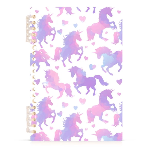 Wirebound Notebook Hardcover Spiral Notebooks Unicorn Silhouette Pattern, 60 Pages, 80 GSM, 5.7 x 8.3in