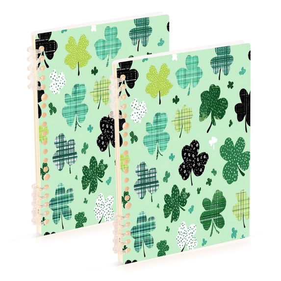 Wirebound Notebook Hardcover Spiral Notebooks Various Patterns Shamrocks, 60 Pages, 80 GSM, 5.7 x 8.3in