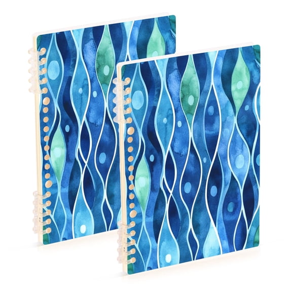 Wirebound Notebook Hardcover Spiral Notebooks Watercolor Wavy Pattern, 60 Pages, 80 GSM, 5.7 x 8.3in