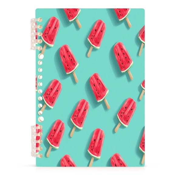 Wirebound Notebook Hardcover Spiral Notebooks Watermelon Popsicle Pattern, 60 Pages, 80 GSM, 5.7 x 8.3in