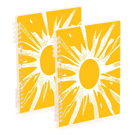 Wirebound Notebook Hardcover Spiral Notebooks Yellow Sun Rays, 60 Pages, 80 GSM, 5.7 x 8.3in