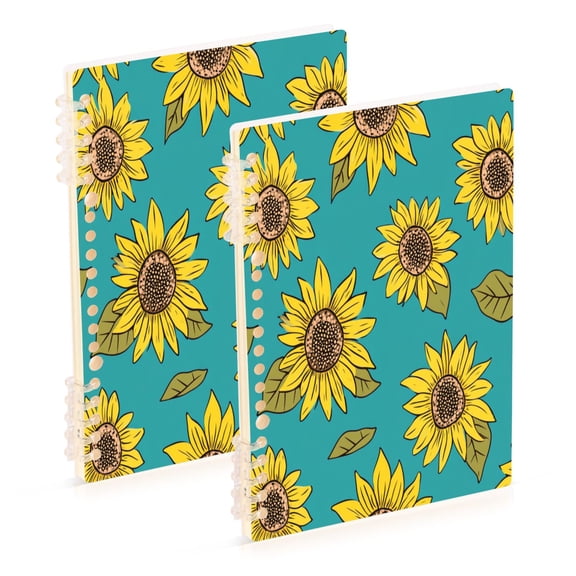 Wirebound Notebook Hardcover Spiral Notebooks Yellow Sunflowers Pattern, 60 Pages, 80 GSM, 5.7 x 8.3in