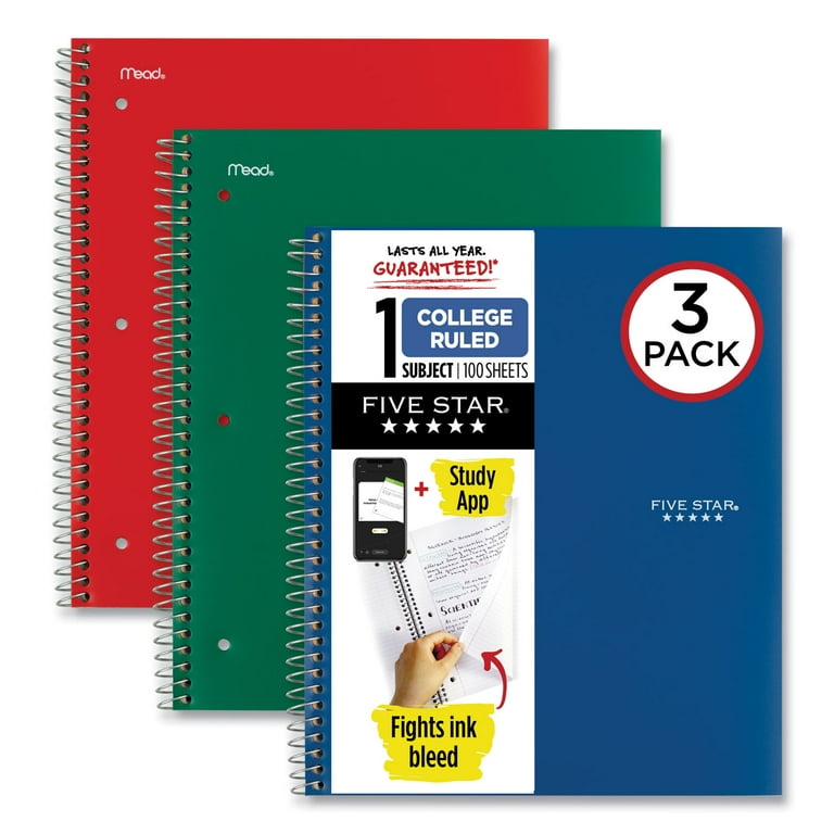 One-Subject Notebook, Medium/College Rule, Assorted Cover Colors, (100) 11 x 9 Sheets, 6/Pack One-Subject Notebook, Medium/College Rule, Assorted Cover Colors, (100) 11 x 9 Sheets, 6/Pack
