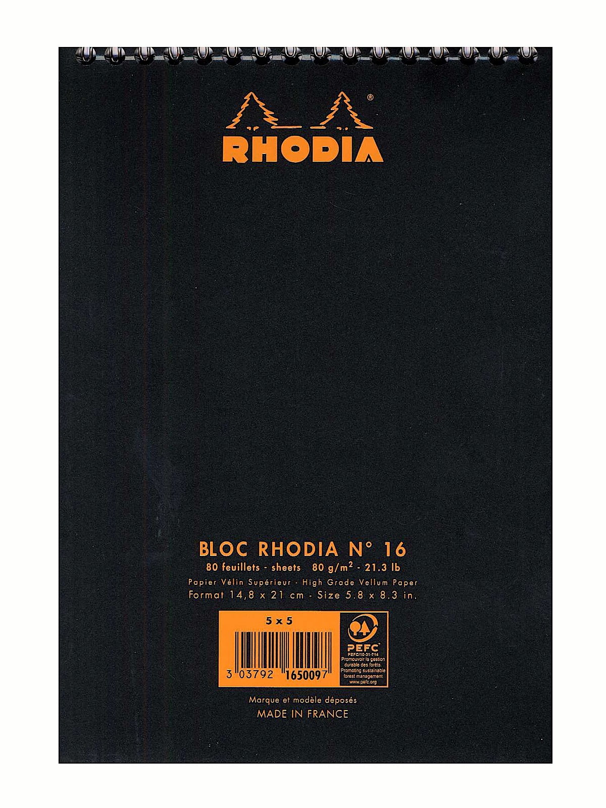 Wirebound Notebooks graph, 6 in. x 8 1/4 in., black (pack of 5)