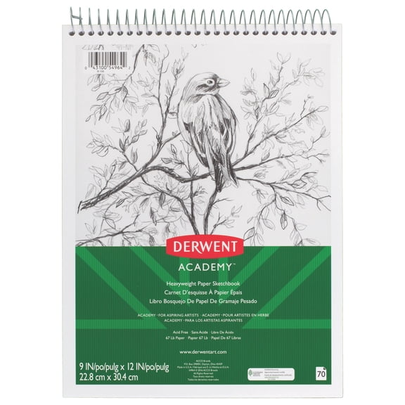 Wirebound Sketchbook 9X12 Derwent Academy 70 Pages