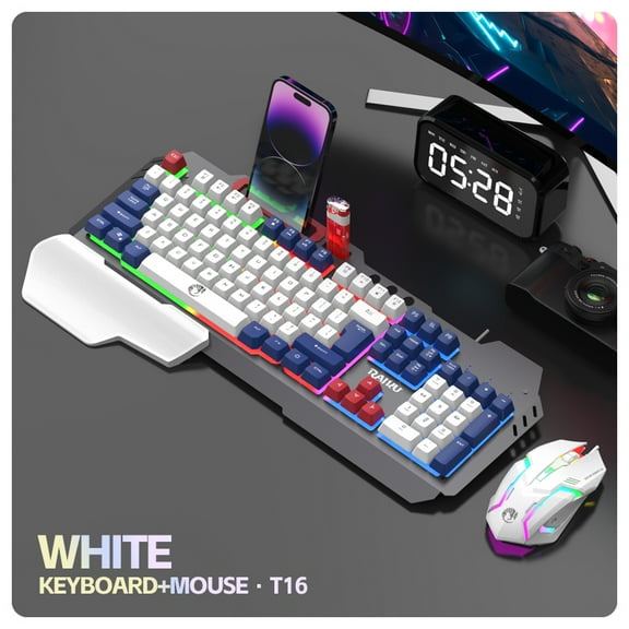 Wired 104-Key RGB Backlit Gaming Keyboard & Mouse Combo with Laser Tracking, Ergonomic Design, Built-in Stand - Compatible with PC