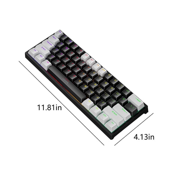 Wired 61 Keys Compact Mechanical Gaming Keyboard, RGB Rainbow Backlit Mini 60 Percent Keyboard With Tactile Blue Switches, Portable Wired Mechanical Keypad For Desktop PC Gaming Office Use-(Black)
