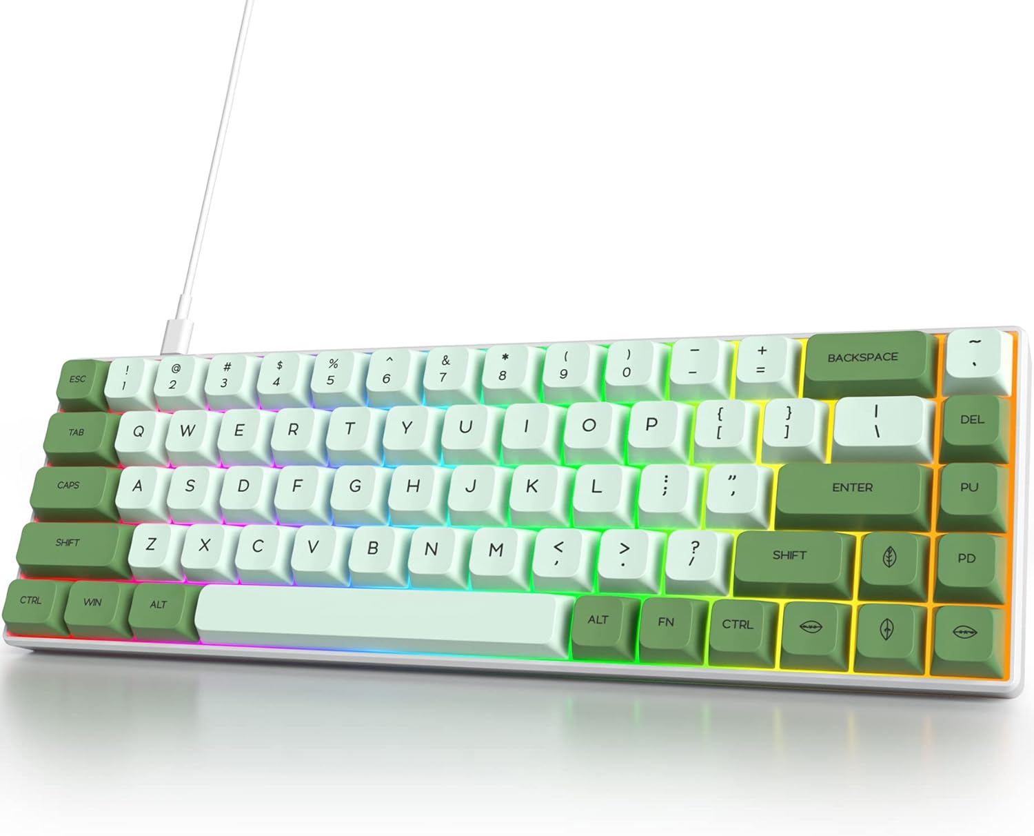 Keyrolver Rivale Wired 65% Percent Mechanical Gaming Keyboard Creamy Keycaps with Red ...
