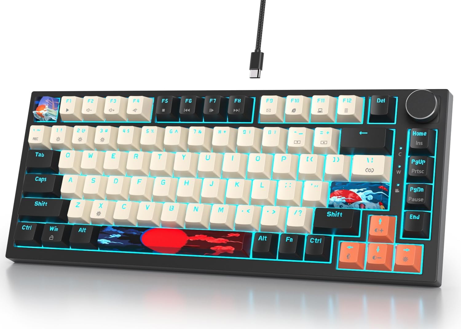 Wired 75 Percent Gaming Keyboard, Rgb Backlit 75 Percent Mechanical