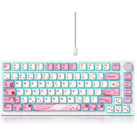 Wired 75% Percent Mechanical Keyboard, RGB Backlit 75 Percent Gaming Keyboard, Gasket Mount TKL Mechanical Keyboard, Hot Swappable Red , NKRO Compact Keyboard with Volume Knob