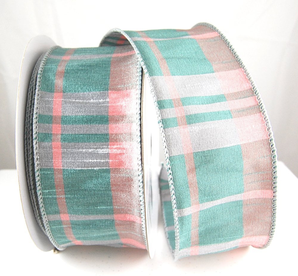 Wired Agatha Dupione Blue and Pink Ribbon 2 1/2" - 25 Yards …