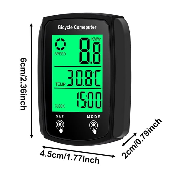 Wired Bike Computer & Odometer with Automatic Wake-Up, LCD Display Speed/Mileage, Backlight, IPX6 Waterproof, MPH/KM/H Switchable, for Road & Mountain Bicycles