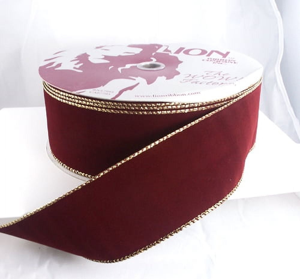 Burgandy/Gold Double Sided Wired Velvet 4 Ribbon 5 Yards - Christmas -  Timothy De Clue Collection