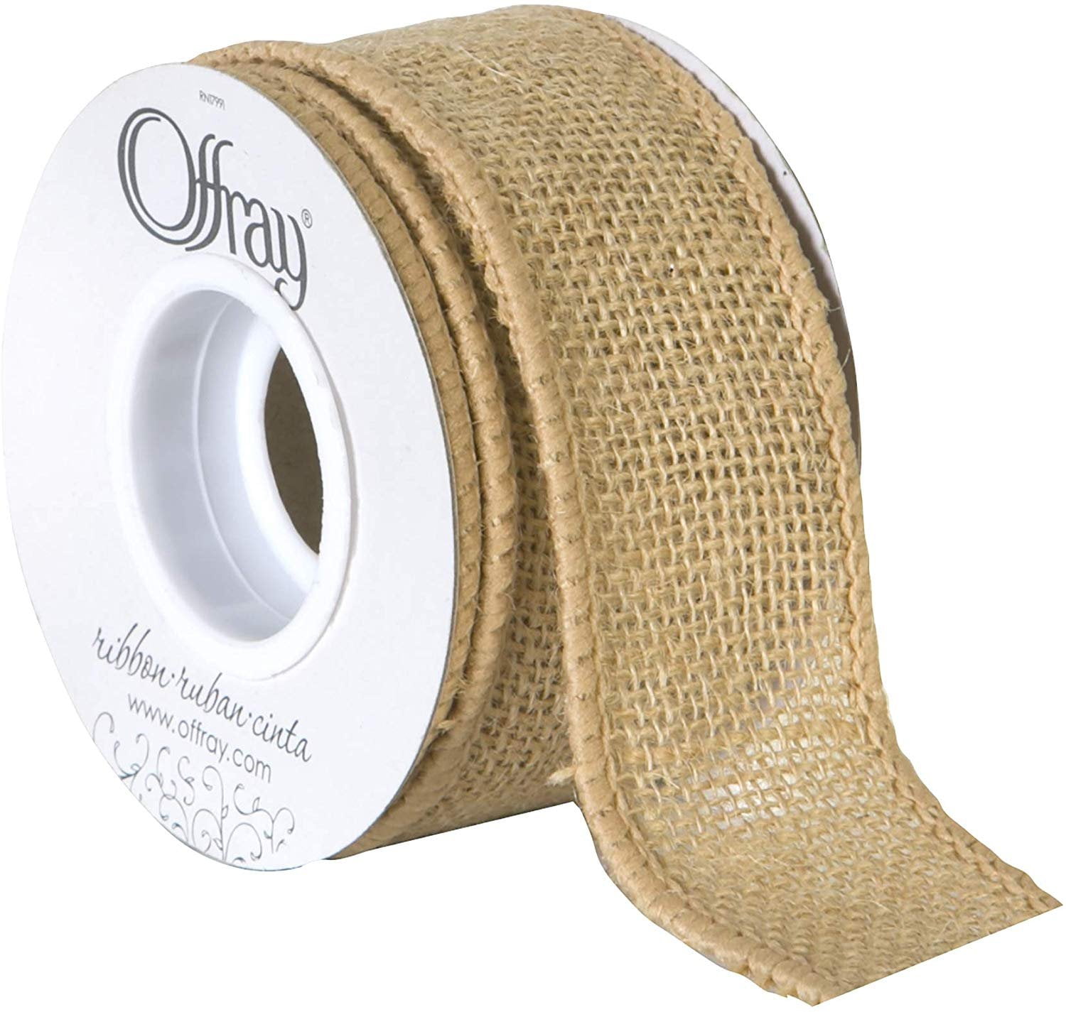 Offray Wired Burlap Ribbon 1-1/2X9'-Natural