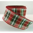 thumbnail image 1 of Wired Burnham Dupioni Multi Color Burgundy and Dark Green Plaid Christmas Ribbon 2 1/2" - 10 Yards, 1 of 1