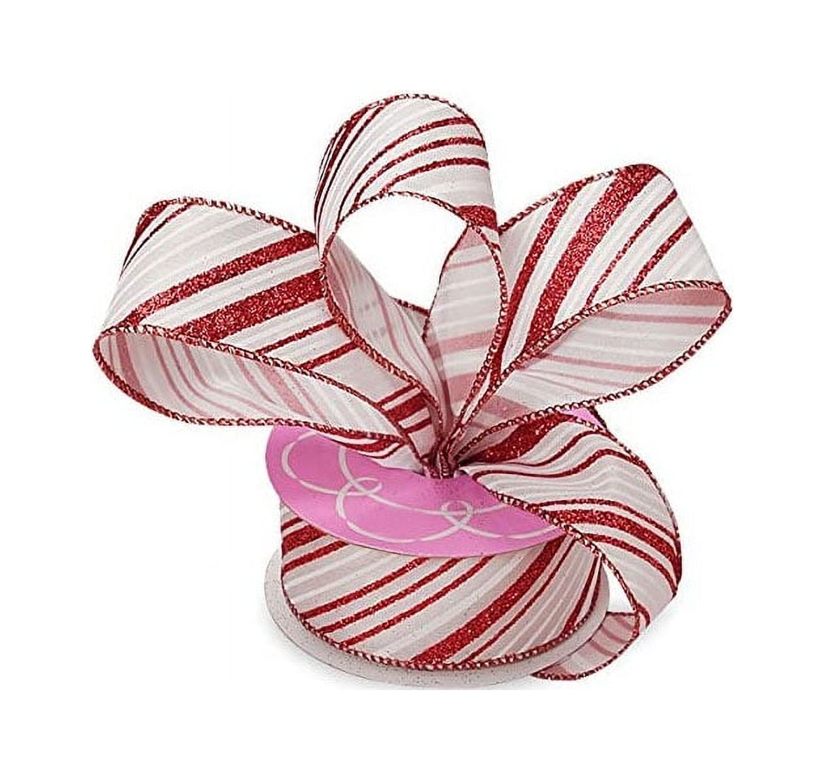 Sparkling Pink Glitter Wired Craft Ribbon 2 x 40 Yards