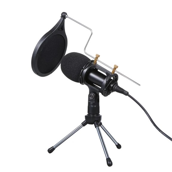 Wired Condenser Microphone for Computer Audio 3.5mm Studio Mic Video Conferencing Voice Recording Video Chatting KTV Karaoke Mic with Stand for PC Phone