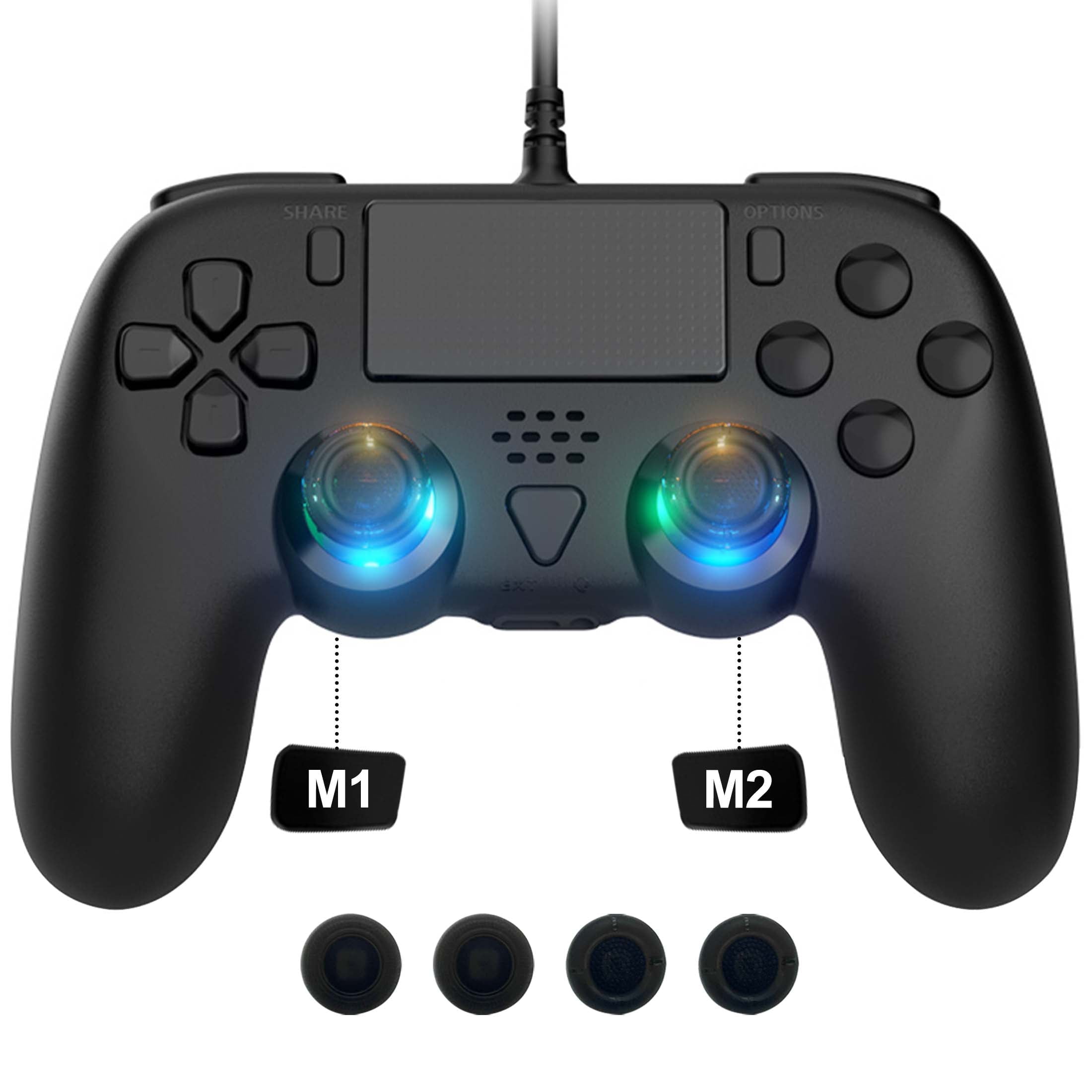 Wired Controller for PS5/Slim/Pro, Enhanced PS5 Wired Controller Gamepad Video Game Joystick with Plug&Play/Motion Control/Turbo/Programming Keys - Black