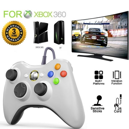 Wired Controller USB For PC Compatible With Xbox 360 / Windows 7 8 10 11 Gamepad White