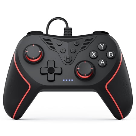 Wired Controller for PC with 2 Mapping Button Adjustable Vibration and 3 Turbo Speeds Compatible for Win(11/10/8/7) Plug-and- Black