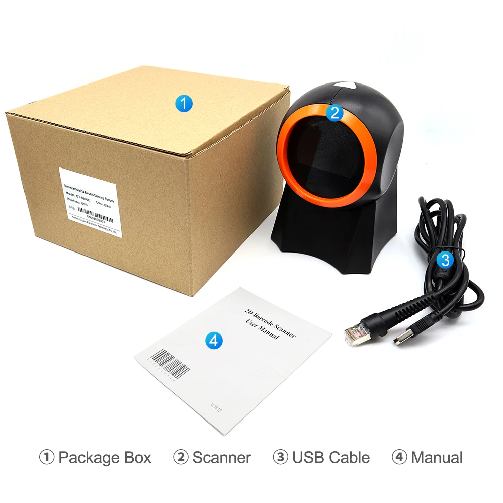 Wired Desktop Barcode Scanner 1D 2D QR Bar Code Reader Support Screen ...