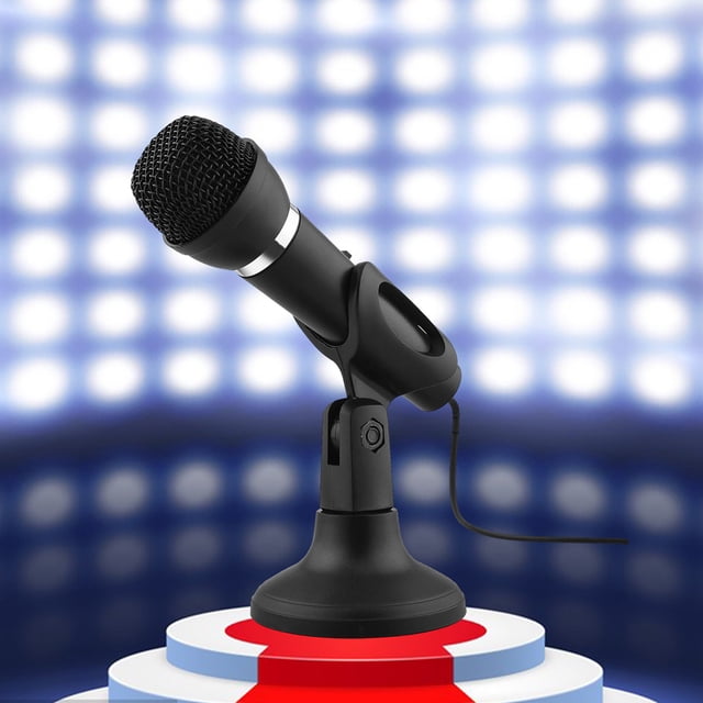 Wired Desktop Microphone, 3.5mm Interface, 360° Clear Radio, Noise Reduction, Adjustable Stand, On-Off Switch, for Live Broadcast Gaming Voice Chat Teaching