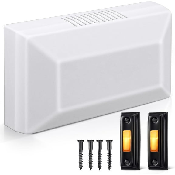 Wired Door Bell Chime Kit with 16V 10VA Two Note Lighted Metal Doorbell Buttons and Doorbell Chime Cover for Home Wall Inside, Compatible with Most Brand Doorbells, Black(Hill Style)