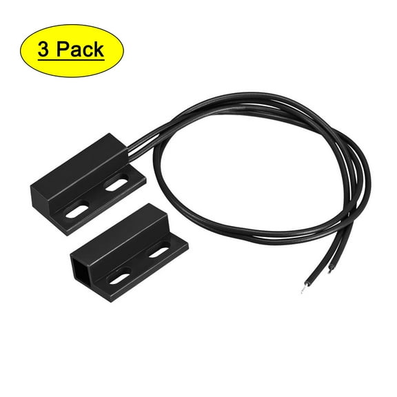Wired Door Contact Window Sensor Normally Closed Surface Mount Magnetic Reed Switch Black 3 Pcs