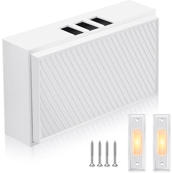 Wired Doorbell Chime with 2 Lighted Push Buttons, 16V 10VA Two Sounds Front and Rear Hardwire Door Bell Kit for Home Wall Inside, Compatible with Most Brand Doorbells(White, Yellow)