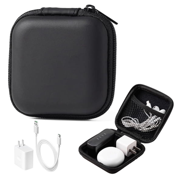 Wired Earbud Case, Shockproof Earbud Carrying Case, High Small Storage Bluetooth Earpiece Bag, Headphone Cases with Zipper, Portable EVA Storage Bag for Tech Pouch, 2.95" x 2.95" x 1.18"