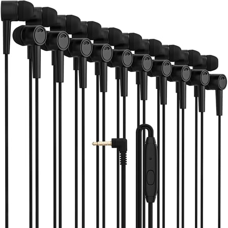 Wired Earbuds 10 Pack Headphones with Microphone, in-Ear Earphones with Stereo Bass Noise Isolation Compatible with iPhone, Android Devices, iPad, MP3, Fits 3.5mm (Black)