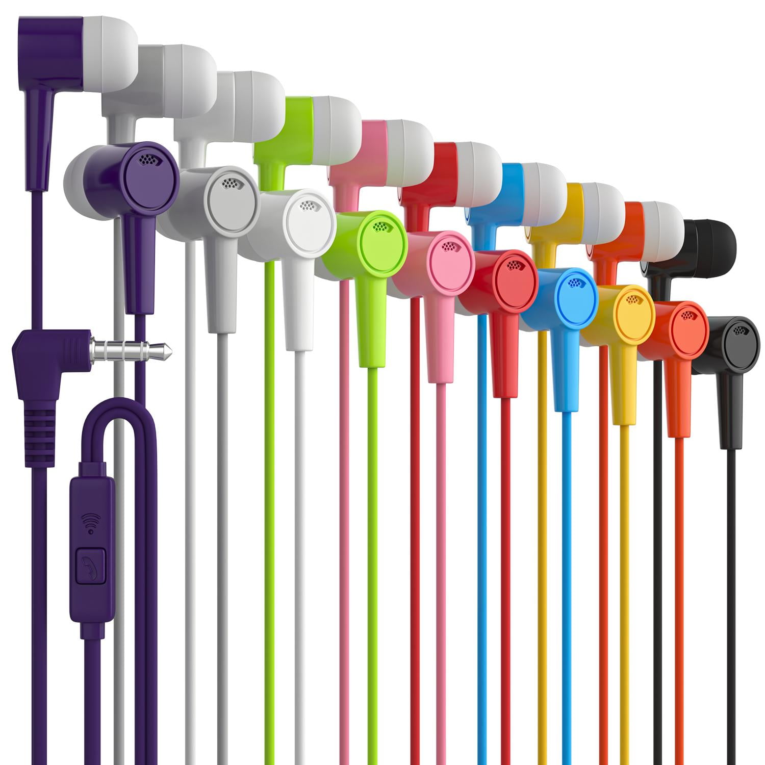 Wired Earbuds 1000 Pack Headphones with Microphone, in-Ear Earphones with Stereo Bass Noise Isolation Compatible with iPhone, Android Devices, iPad, MP3, Fits 3.5mm (Multi Colors)