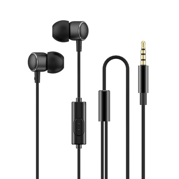 Wired Earbuds -Clear with Nylon Braided Shield with 360 Rotation Support Built-in HD Microphone Easy One-Touch Use Black Heavy-Duty Titanium Pro Black
