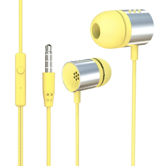 Wired Earbuds Durable with Adjustable Clamp with High Capacity Battery Built-in HD Microphone Deep Bass Experience Yellow Radiant Cosmos Version Refined Silk Signature Yellow