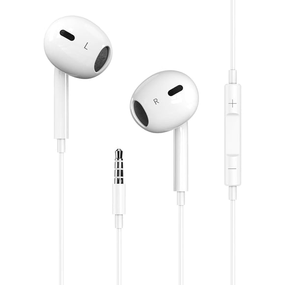 Wired Earbuds, Earbuds HiFi Stereo Wired Earphones Headphones with Microphone Volume Control Compatible with iPad, Laptop, MP3, Android Smartphones, Fits All 3.5mm Jack Device