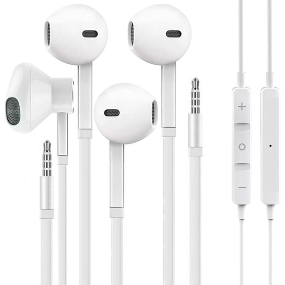 Wired Earbuds, Earbuds HiFi Stereo Wired Earphones Headphones with Microphone Volume Control Compatible with iPad, Laptop, MP3, Android Smartphones, Fits All 3.5mm Jack Device