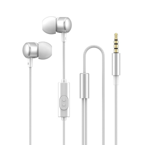 Wired Earbuds Ergonomic with PD Fast Charge with Ambient Light Mode Deep Bass Stereo Earbuds Studio Quality Sound Silver Advanced Stealth Series Sleek Meteor Collection Silver