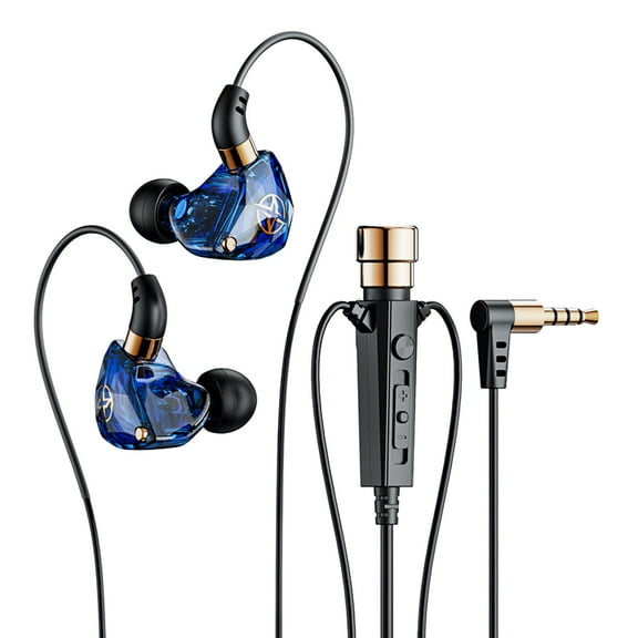 Wired Earbuds Hi-Fi with Fast Charge Support with Slim Profile Noise Isolating In-Ear Headset Exclusive Design Blue Classic Vintage Model Superior Blaze Collection Blue