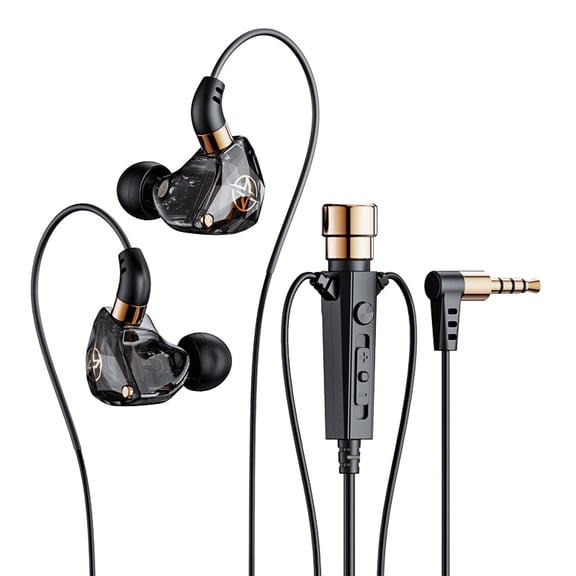 Wired Earbuds Lightweight with Quick-Release Button with Noise Isolation Deep Bass Stereo Earbuds Limited Edition Style Black Omega Pro Signature Gold Alpha Collection Black