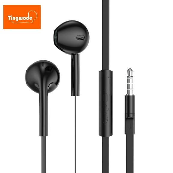 Wired Earbuds with Microphone,In-Ear Headphones Heavy Bass Headset with Volume Controller Earphone for Pod Tablet MP3 Fits All 3.5mm Jack-Black 50% off Clearance!