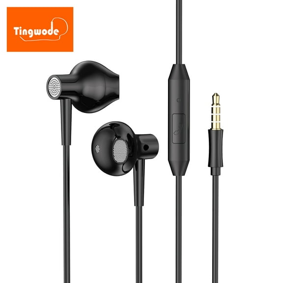 Wired Earbuds with Microphone,In-Ear Headphones Heavy Bass Headset with Volume Controller Earphone for Pod Tablet MP3 Fits All 3.5mm Jack-Black 50% off Clearance!