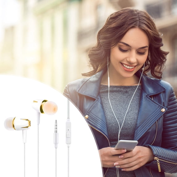 Wired Earbuds With Microphone Noise Isolating In-Ear Headphones High Definition Stereo Sound Compatible Most 3.5mm Devices Lightweight Ergonomic Design Multi-Function Button Durable Kink-Free Cable