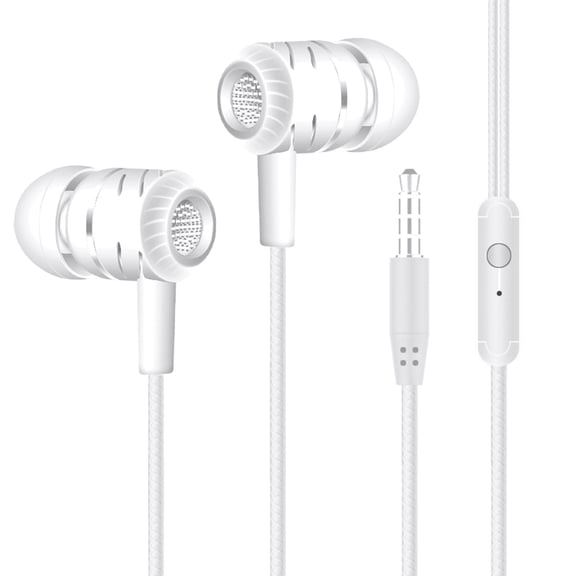 Wired Earbuds Surround with Noise Isolation with Built-in HD Mic Hi-Fi Audio Quality Sound Upgrade Your Experience White Omega Pro Signature Dynamic Pulse Edition White