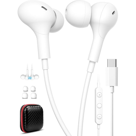 Wired Earbuds USB Type C Headphone for iPhone 17 Pro Max 16e 16 Pro 15 Plus Sasmung A17 A16 S25 S24 FE S23 A36 in-Ear Noise Canceling Magnetic Headset Android Earphone for iPad A16 Pixel 10 9 9a 8 8a