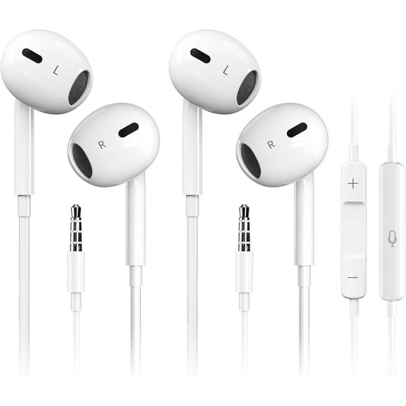 Wired Earbuds,Ultra Clear Calls & no Noise Headphones Earbuds 3.5mm, in-Ear Earphones with Mic, Compatible iPhone/iPad/Android/Laptop/PC 2 Pack