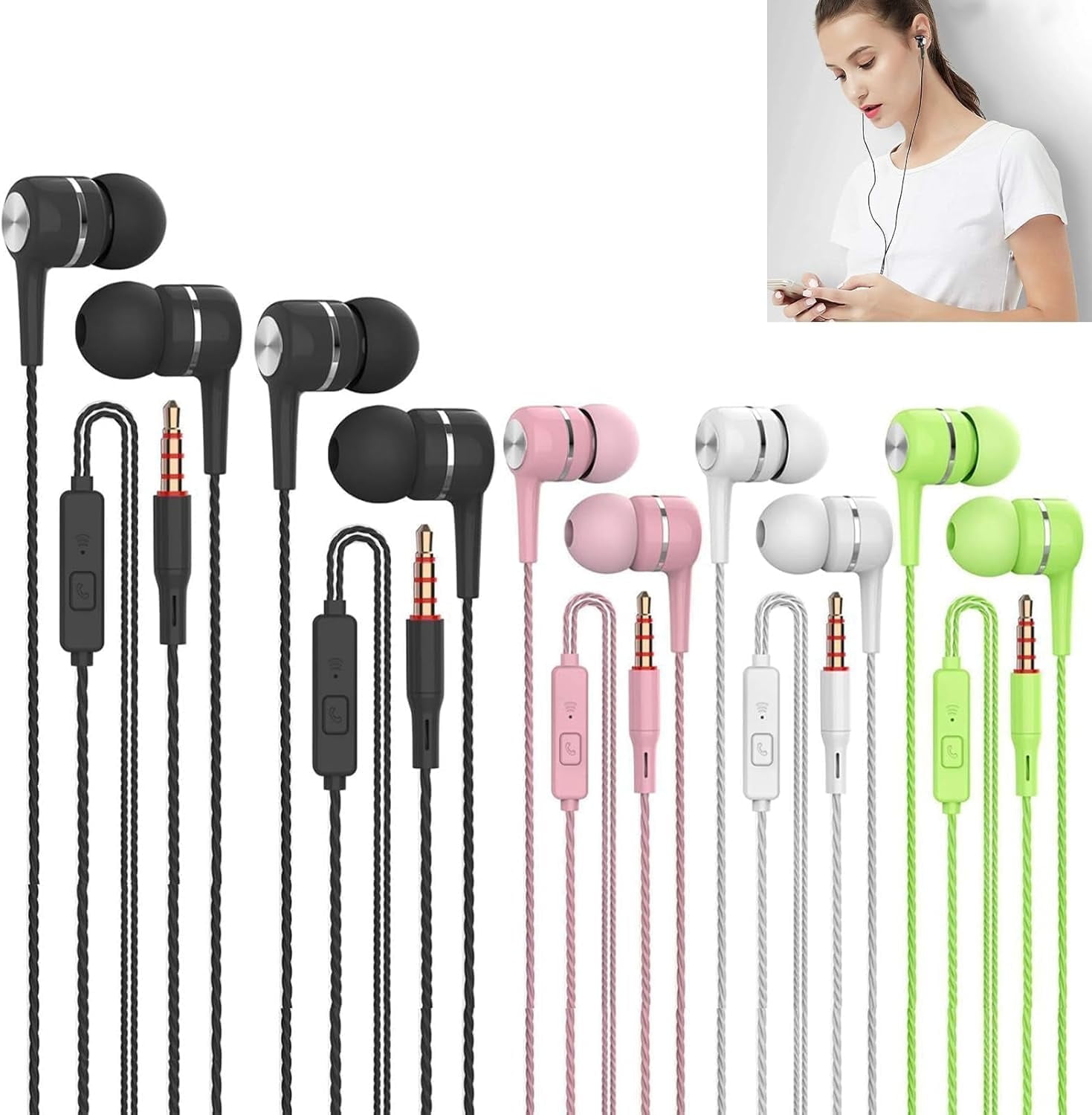jechan Wired Earbuds, In-Ear Noise-Cancelling Headphones